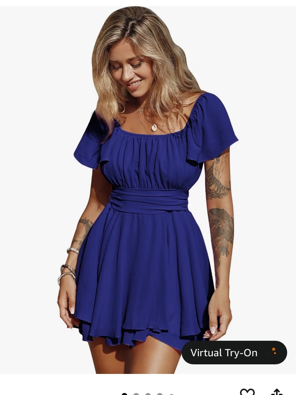 Amazon Women's Cobalt Blue Square Neck Short romper